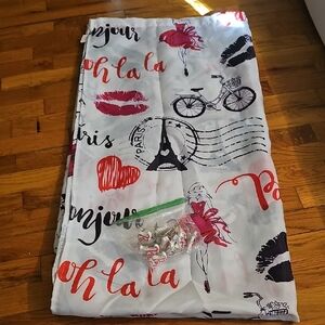 Paris Themed Shower Curtain With Rings